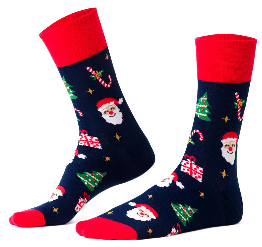 Granatowe świąteczne skarpetki w Mikołaje SK337