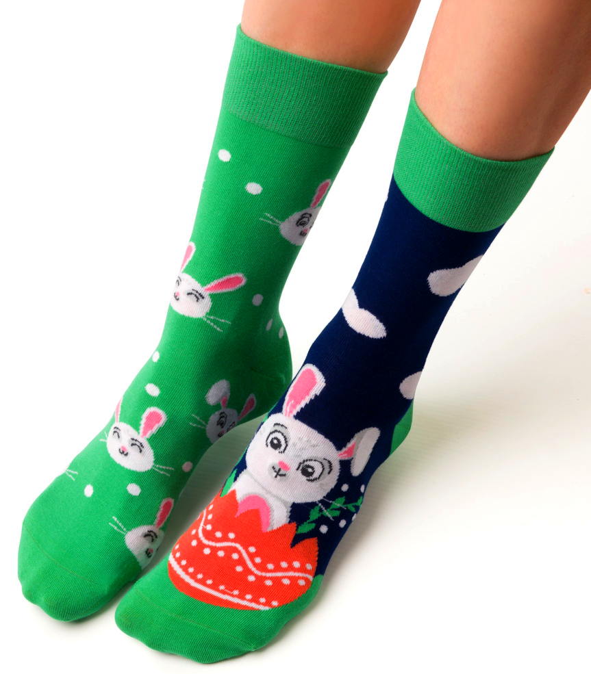 Zielone świąteczne skarpetki  w wielkanocne zajączki SK338