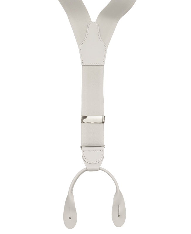 Białe szelki do spodni na guziki G83