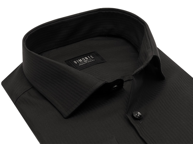 Czarna koszula męska VIMONTE z mankietami na spinki 026