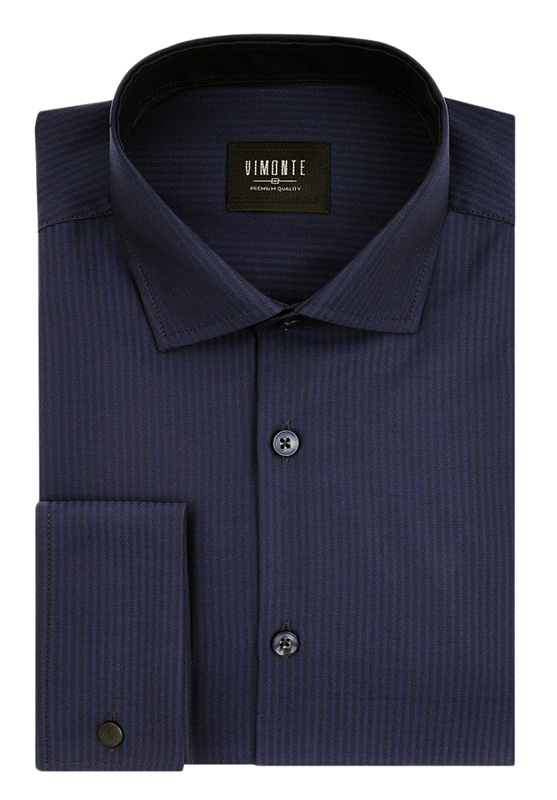 Granatowa koszula męska VIMONTE z mankietami na spinki 027