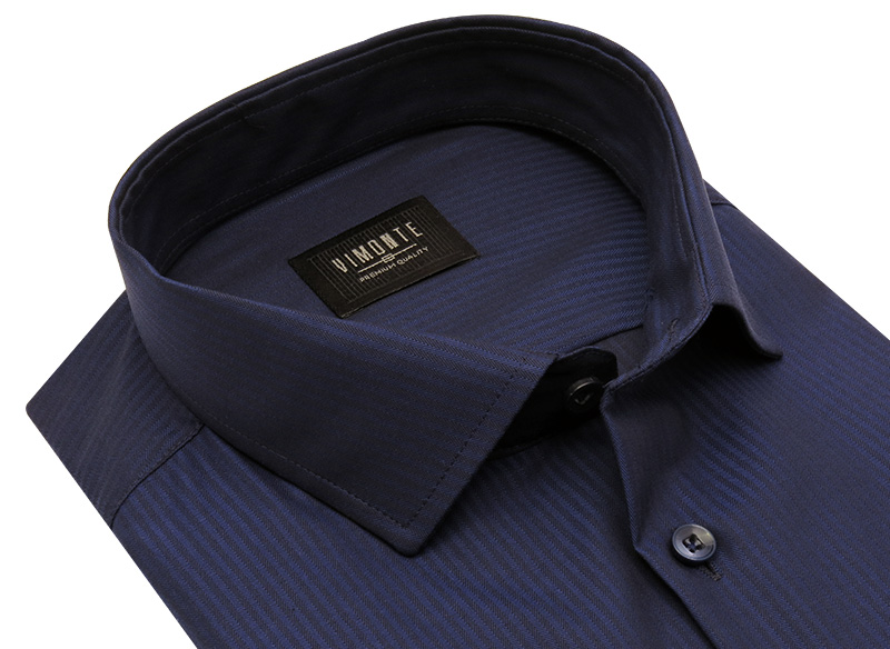 Granatowa koszula męska VIMONTE w delikatną jodełkę 029