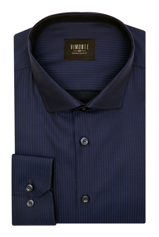 Granatowa koszula męska VIMONTE w delikatną jodełkę 029
