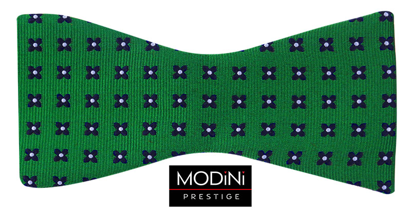 Zielona mucha męska w granatowe kwiaty W90