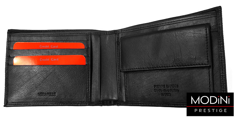 Czarny portfel skórzany ze wzorem PF3