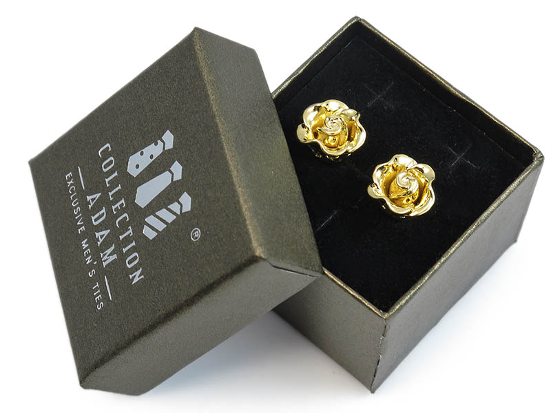 Złote spinki do mankietów - różyczki A171