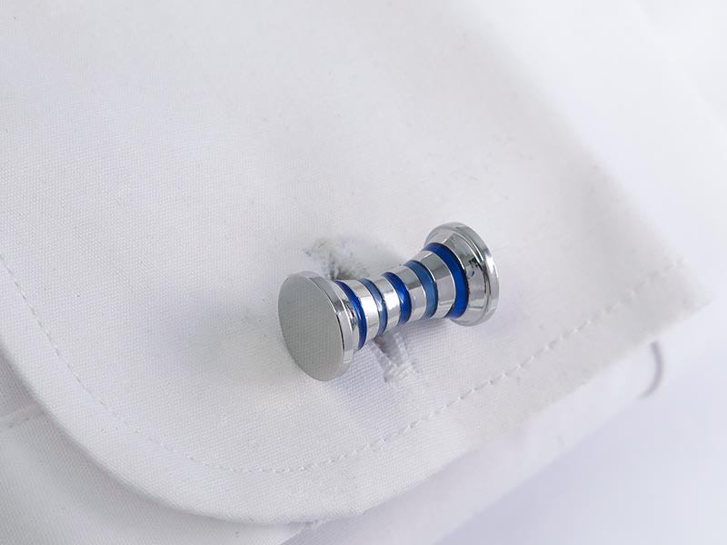 Srebrno-niebieskie spinki do mankietów A191