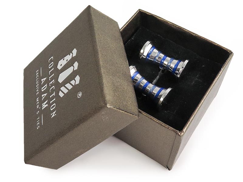 Srebrno-niebieskie spinki do mankietów A191